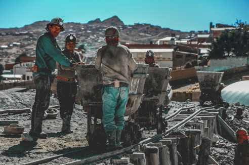 AET training teaches basic skills miners pushing a cart