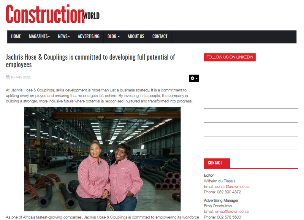 triple e construction world Jachris Hose & Couplings is committed to developing full potential of employees